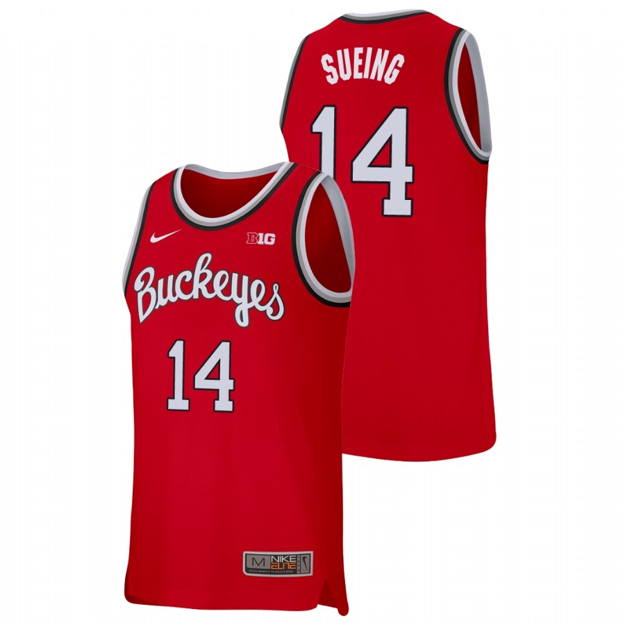 Ohio State Buckeyes Men's NCAA Justice Sueing #14 Scarlet Replica Nike College Basketball Jersey JQU7749TL